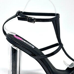 Cape Robbin Maria 8 Lucite Glitter Heels with Ankle Strap Black Size 11